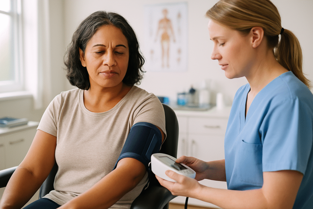 Checking blood pressure