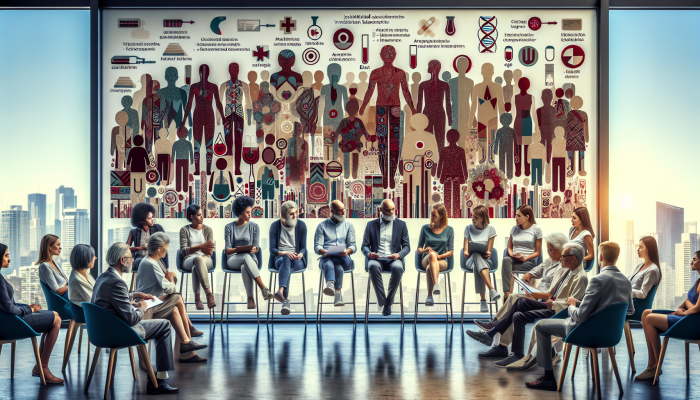 Adults in Raleigh discussing personalised blood test schedules with healthcare providers in a modern clinic.