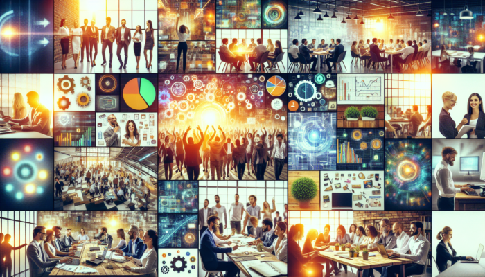 A vibrant collage of high-resolution photos and a dynamic video showcasing business elements and testimonials.