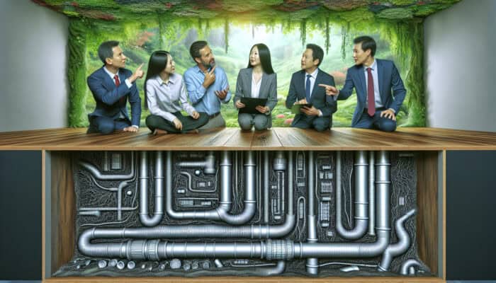 Diagram of crawl space drainage system in Pitt Meadows, experts discussing.
