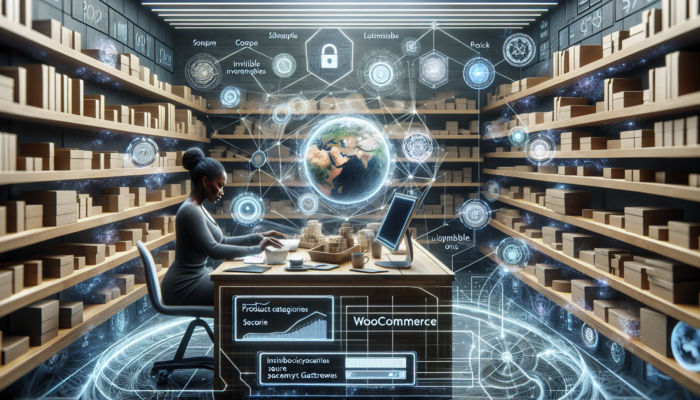 WooCommerce Setup in Winchcombe for Small Businesses: WooCommerce dashboard in a cozy Winchcombe shop, showing organized inventory shelves, product categories, and secure payment gateways with focused owner.