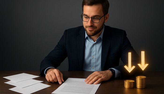 Combine Payday Loans Into One More Affordable Arrangement: Save Money Today | DCL Borrower comparing high-interest loans to low-APR consolidation with savings coins and arrows on desk